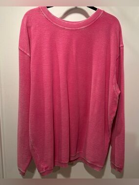 NWOT MoonRyder Ribbed Crewneck Long Sleeve Sweatshirt  - Hot Pink - oversized XL